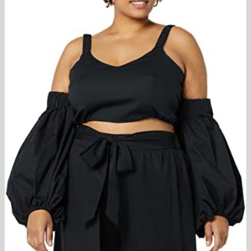 TEREA Women's Serenity Tie Back Crop Top, Sleeveless in Black. XL. NWT! - Picture 4 of 11